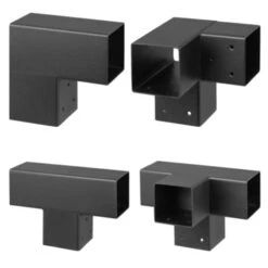Paalverbinder Voor Pergola T-verbindingsstuk 3-kants 9x9 Cm Zwart -Makitar Winkel 123 1122