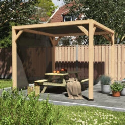 Pergola Silvano Douglas Incl. Schaduwdoek & Zijdoek 324x324 Cm -Makitar Winkel 123 4043