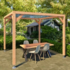 Pergola Silvano Douglas Met Schaduwdoek 324x324 Cm -Makitar Winkel 123 4304