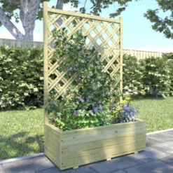Bloembak Met Dubbele Trellis 90x40 Cm -Makitar Winkel 123 4504