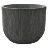 Pot Fiberclay Rond Donkergrijs Streep Ø43 H33 Cm -Makitar Winkel 123 4538