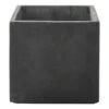 Pot Fiberclay Donkergrijs Streep Vierkant Ø26 H24 Cm -Makitar Winkel 123 4546