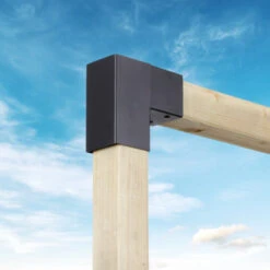 Paalverbinder Voor Pergola Hoekstuk 2-kants 9x9 Cm Zwart -Makitar Winkel 123 895